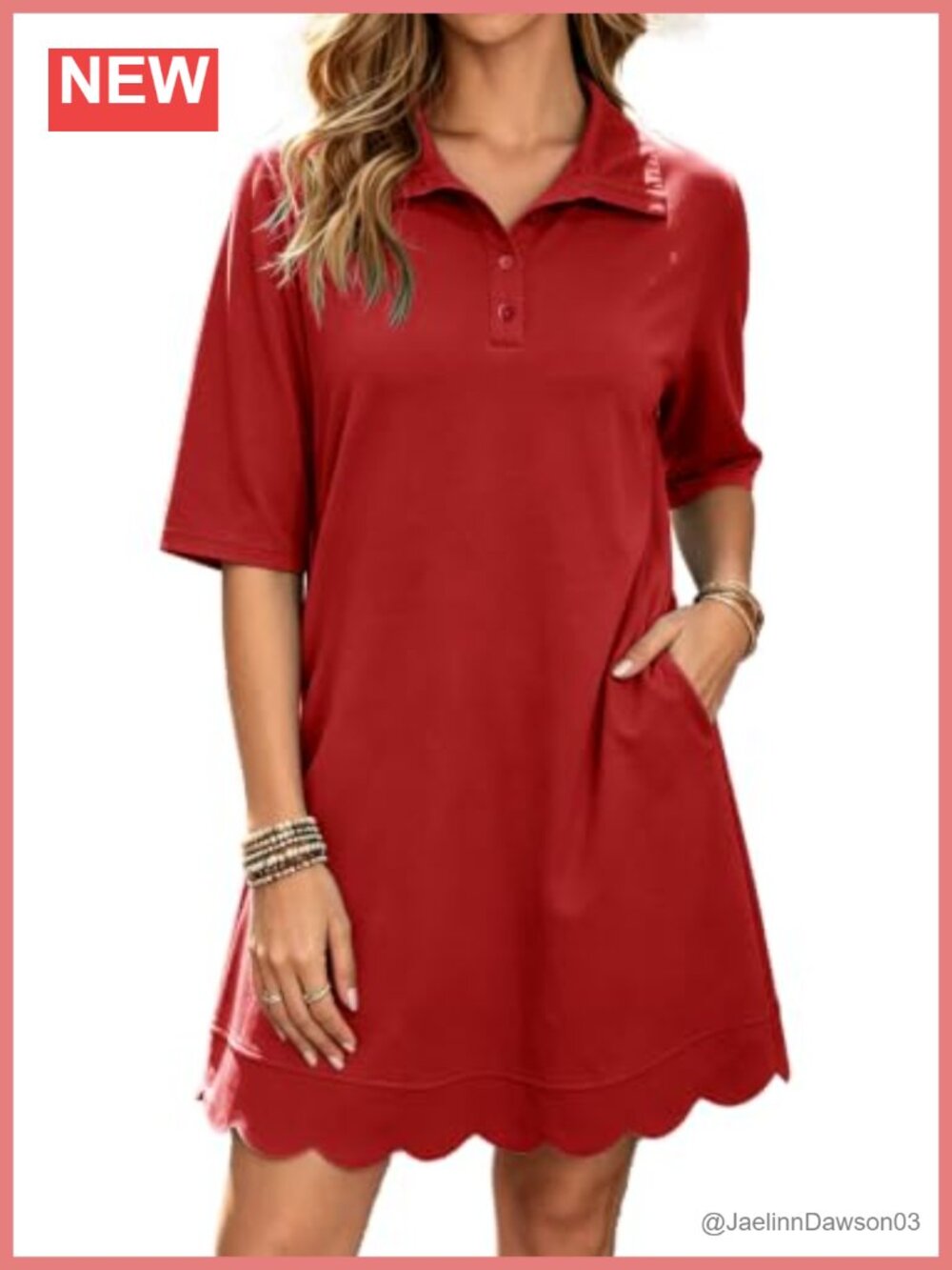 Women's Half Sleeve Button Down Ruffle Casual Dress with Pockets